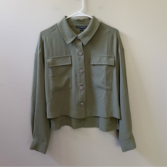 Adrianna Papell Jackets & Blazers - Adrianna Papell Green Utility Jacket Cropped Lightweight, Size M